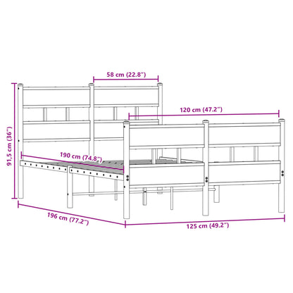 Bedframe zonder matras metaal gerookt eikenkleurig 120x190 cm
