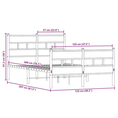 Bedframe zonder matras metaal gerookt eikenkleurig 120x200 cm