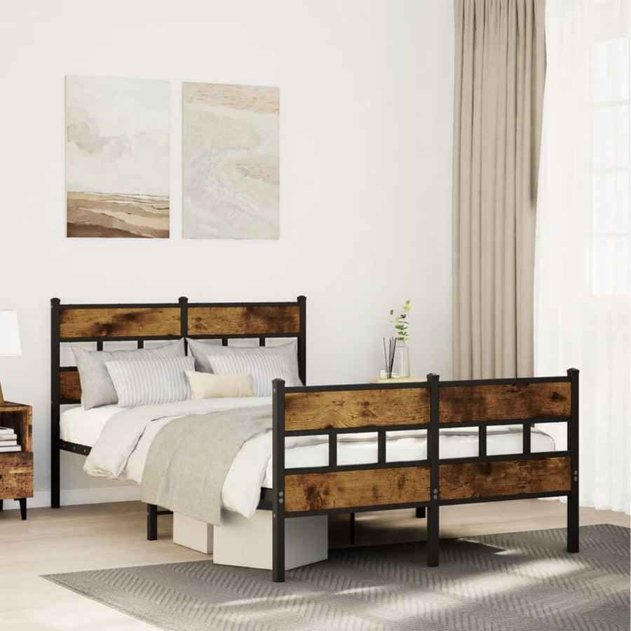Bedframe zonder matras metaal gerookt eikenkleurig 120x200 cm