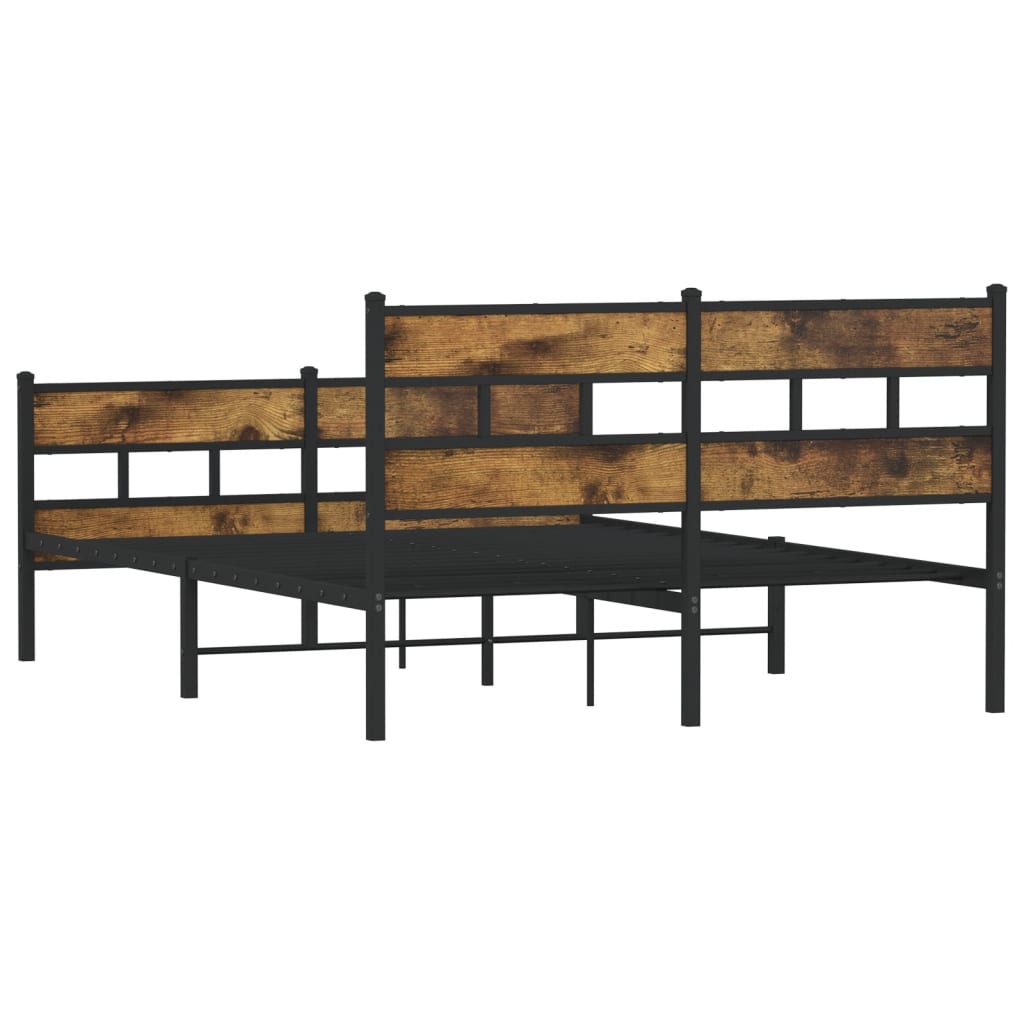 Bedframe zonder matras metaal gerookt eikenkleurig 135x190 cm