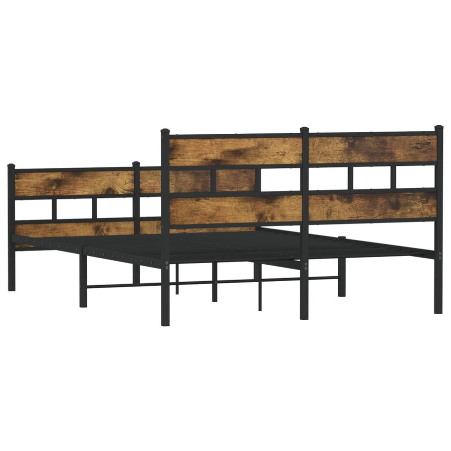 Bedframe zonder matras metaal gerookt eikenkleurig 135x190 cm
