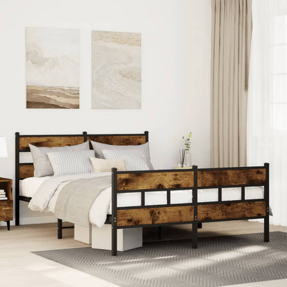 Bedframe zonder matras metaal gerookt eikenkleurig 135x190 cm