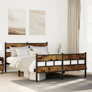 Bedframe 140x190 cm metaal gerookt eiken