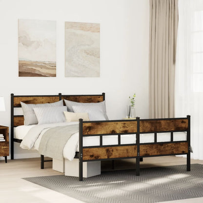 Bedframe zonder matras metaal gerookt eikenkleurig 140x190 cm
