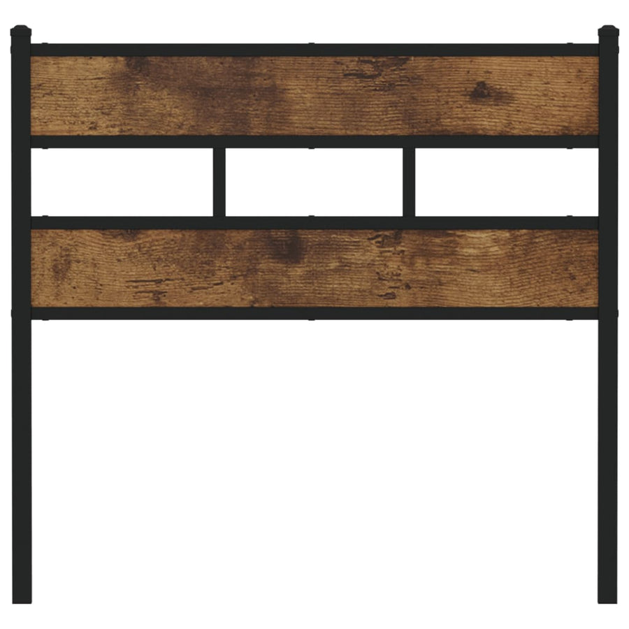 Hoofdbord 75 cm ijzer en bewerkt hout gerookt eikenkleurig