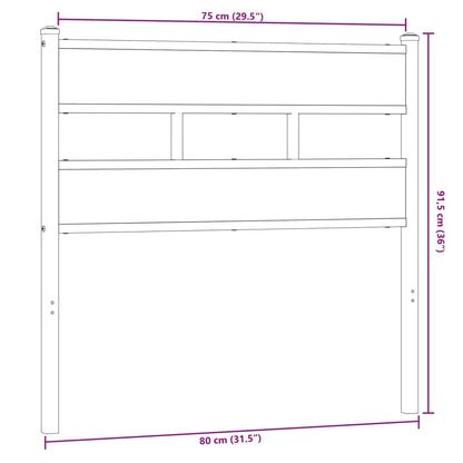 Hoofdbord 75 cm ijzer en bewerkt hout gerookt eikenkleurig