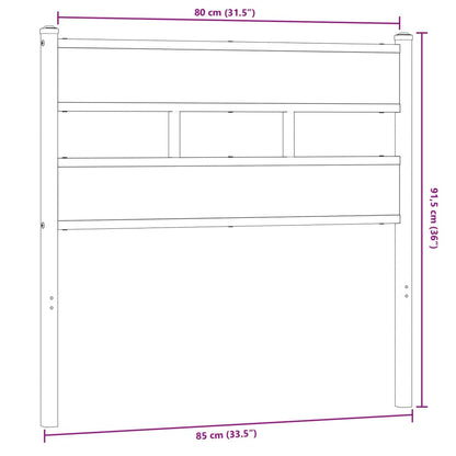 Hoofdbord Ijzer En Bewerkt Hout Kleurig 80 cm Gerookt eiken