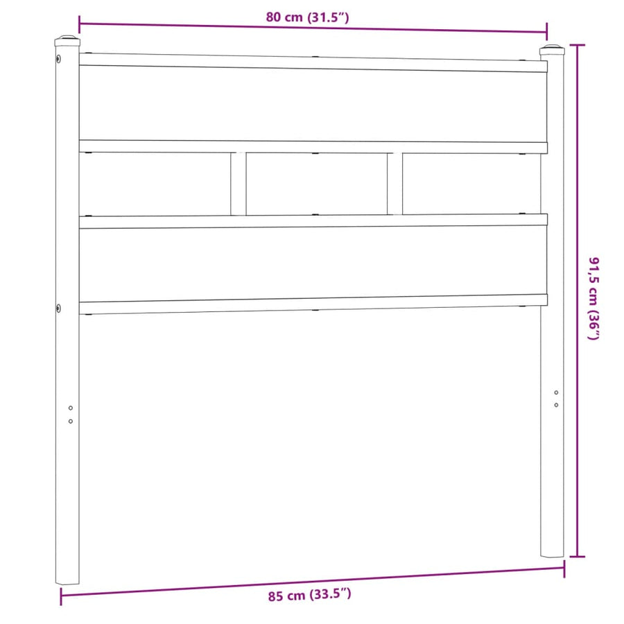 Hoofdbord Ijzer En Bewerkt Hout Kleurig 80 cm Gerookt eiken