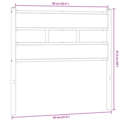 Hoofdbord 90 cm ijzer en bewerkt hout gerookt eikenkleurig