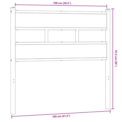 Hoofdbord 100 cm ijzer en bewerkt hout gerookt eikenkleurig