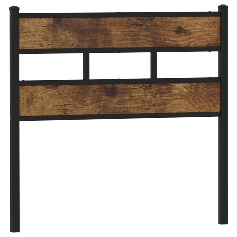 Hoofdbord 107 cm ijzer en bewerkt hout gerookt eikenkleurig
