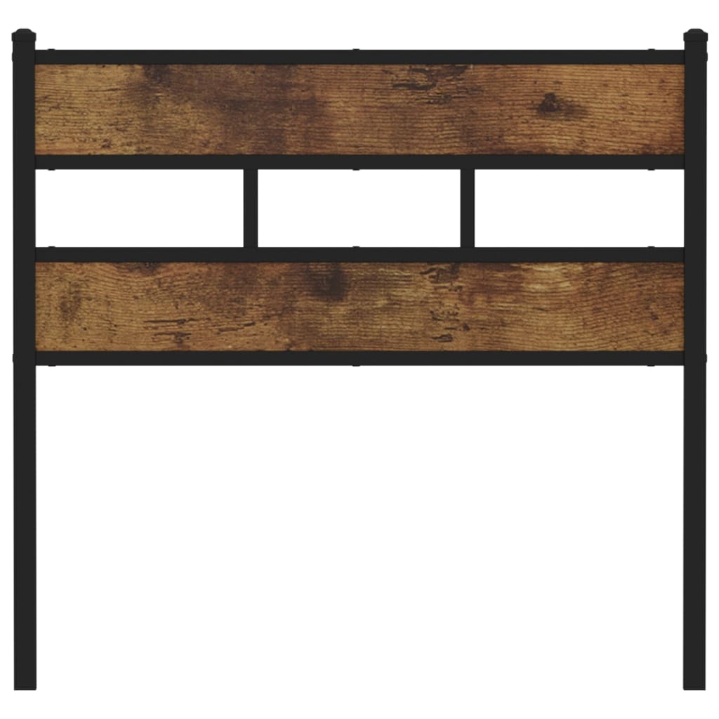 Hoofdbord 107 cm ijzer en bewerkt hout gerookt eikenkleurig