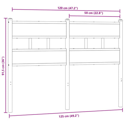 Hoofdbord Ijzer En Bewerkt Hout Kleurig 120 cm Gerookt eiken