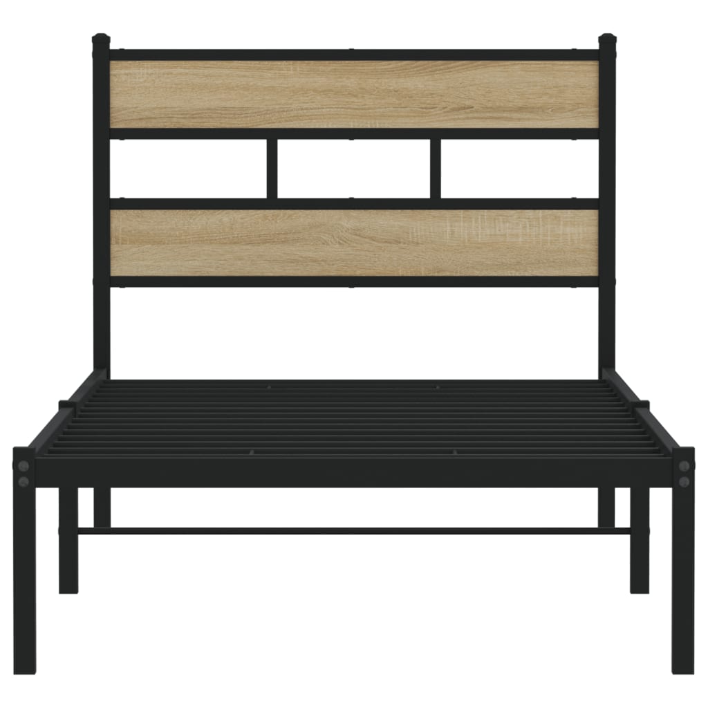 Bedframe zonder matras metaal sonoma eikenkleurig 90x190 cm