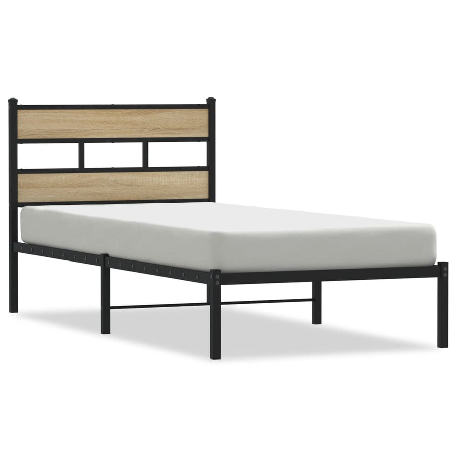 Bedframe zonder matras metaal sonoma eikenkleurig 107x203 cm