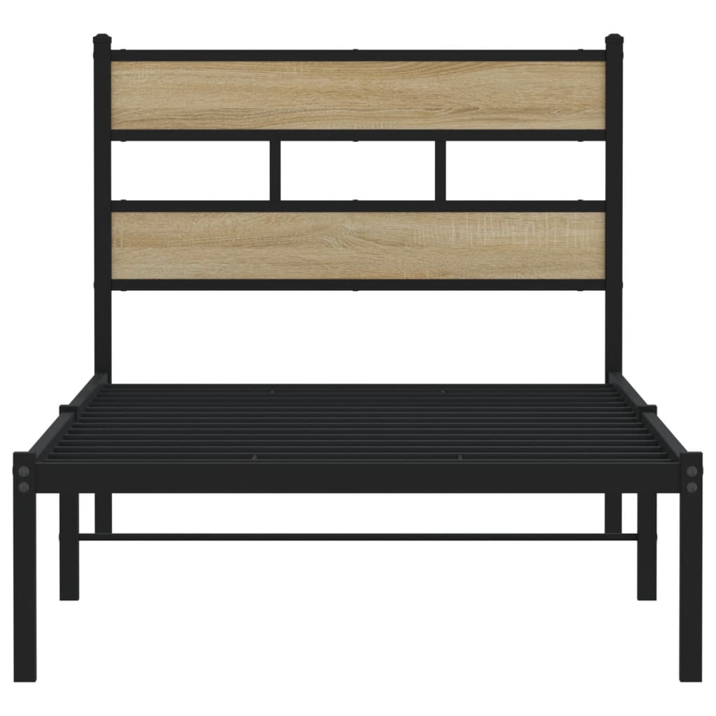 Bedframe zonder matras metaal sonoma eikenkleurig 107x203 cm