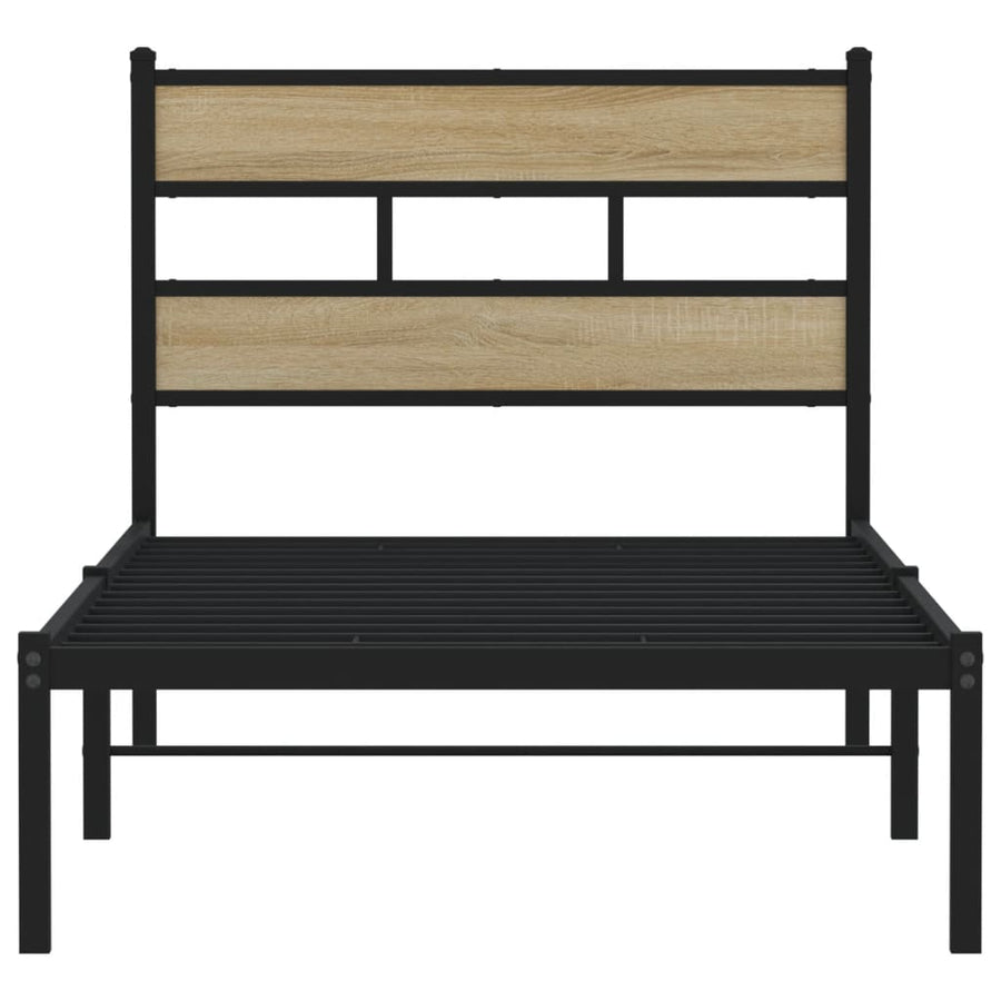 Bedframe zonder matras metaal sonoma eikenkleurig 107x203 cm