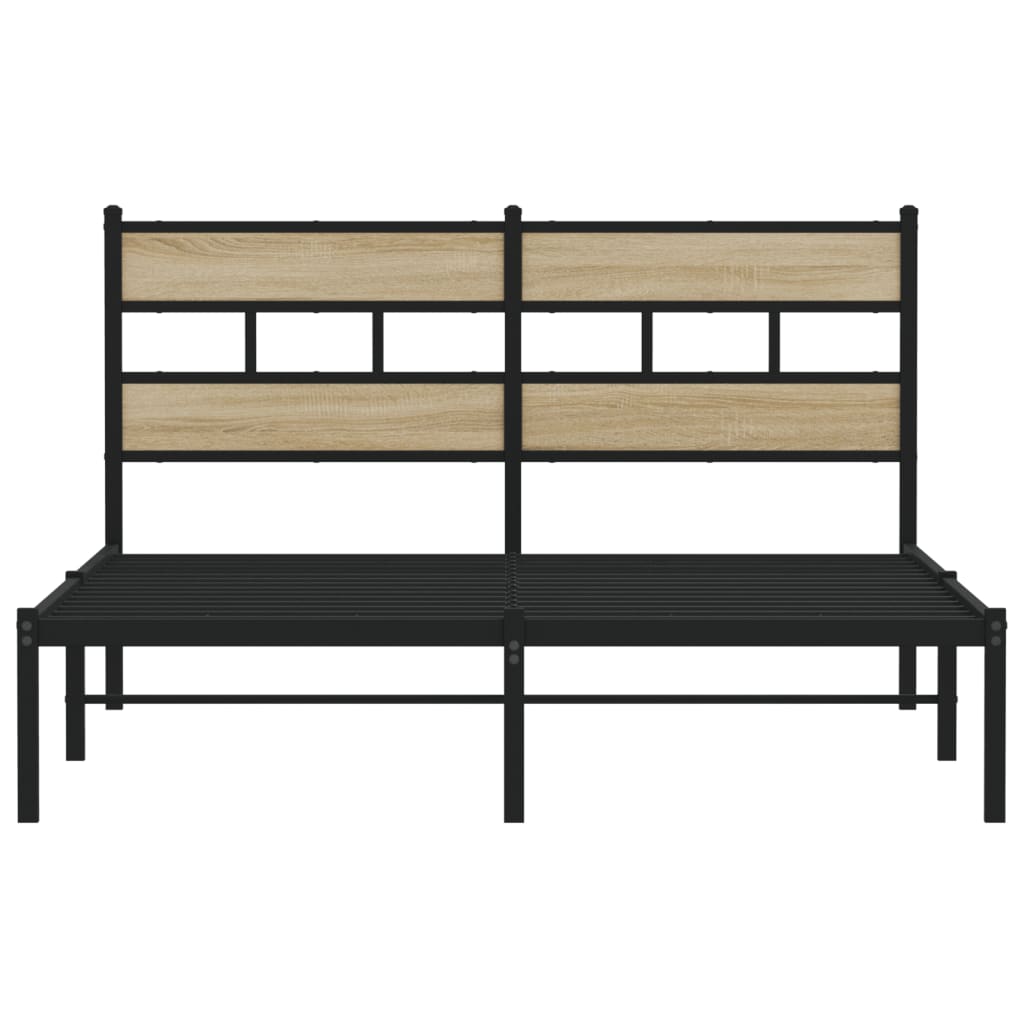 Bedframe zonder matras metaal sonoma eikenkleurig 135x190 cm