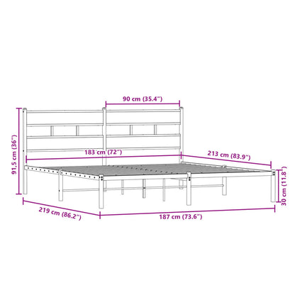 Bedframe zonder matras metaal sonoma eikenkleurig 183x213 cm