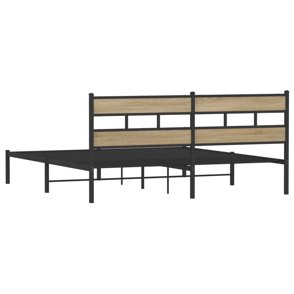 Bedframe zonder matras metaal sonoma eikenkleurig 193x203 cm