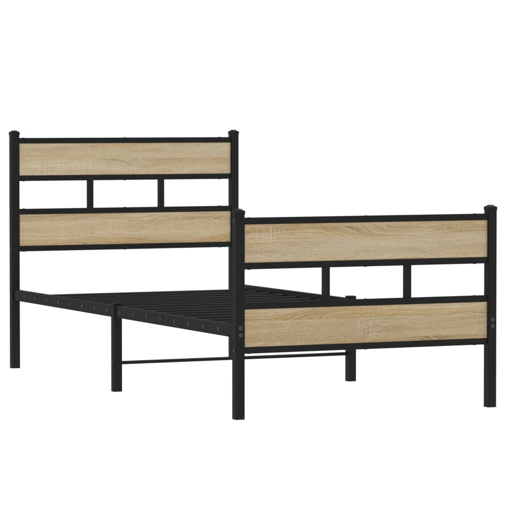 Bedframe zonder matras metaal sonoma eikenkleurig 75x190 cm