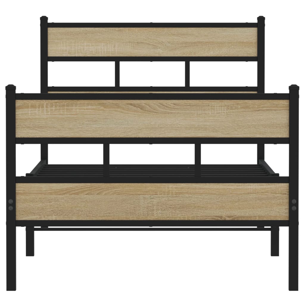 Bedframe zonder matras metaal sonoma eikenkleurig 75x190 cm