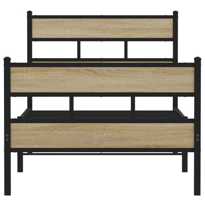 Bedframe zonder matras metaal sonoma eikenkleurig 75x190 cm