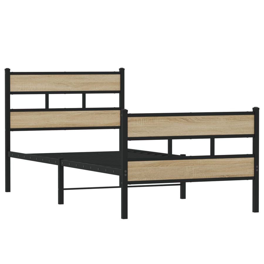 Bedframe zonder matras metaal sonoma eikenkleurig 80x200 cm