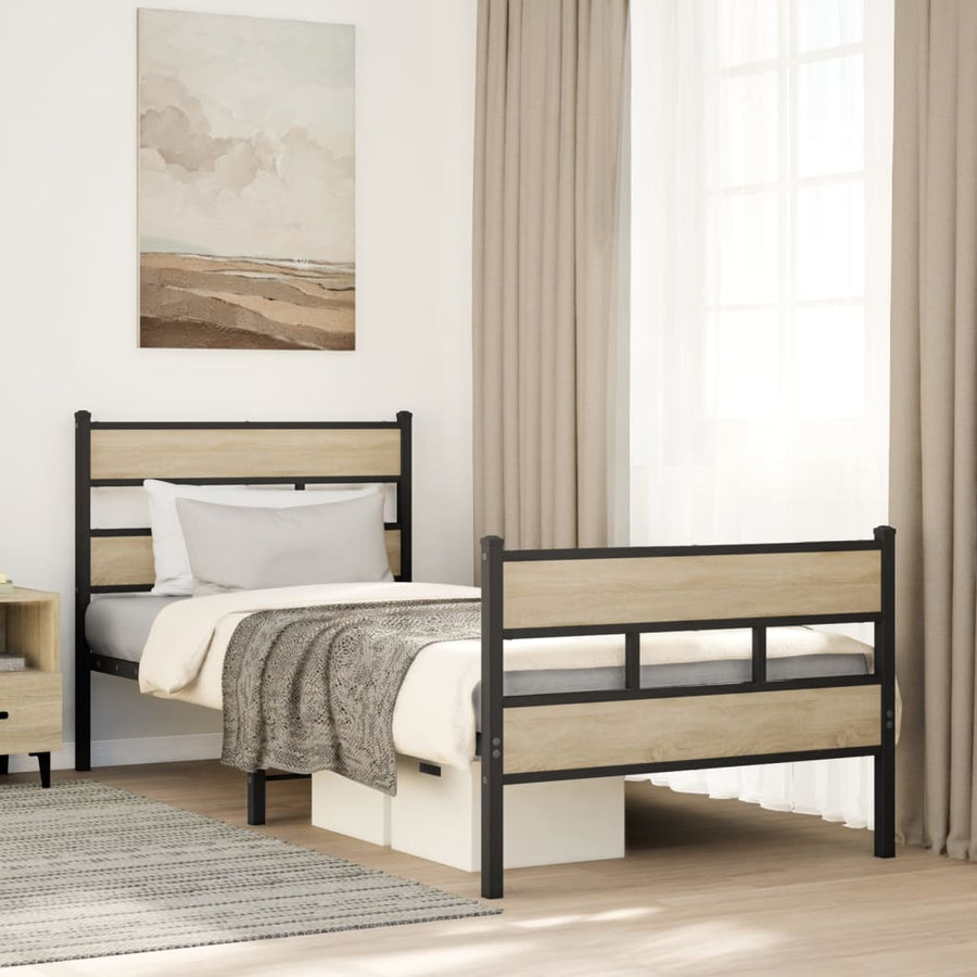 Bedframe zonder matras metaal sonoma eikenkleurig 80x200 cm
