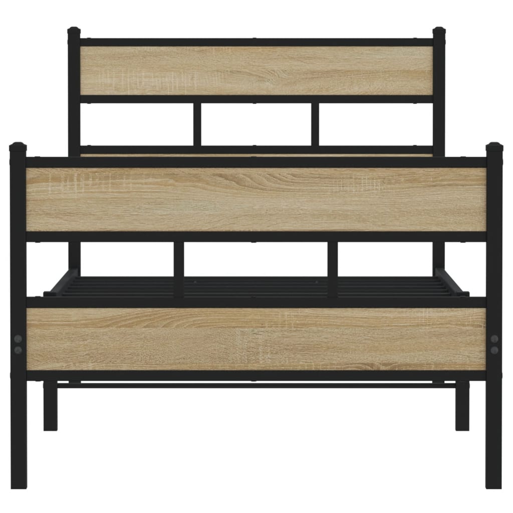 Bedframe zonder matras metaal sonoma eikenkleur 90x200 cm