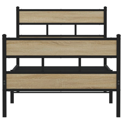 Bedframe zonder matras metaal sonoma eikenkleur 90x200 cm