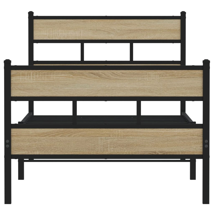 Bedframe zonder matras metaal sonoma eikenkleur 90x200 cm