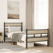 Bedframe 100x190 cm metaal sonoma eiken