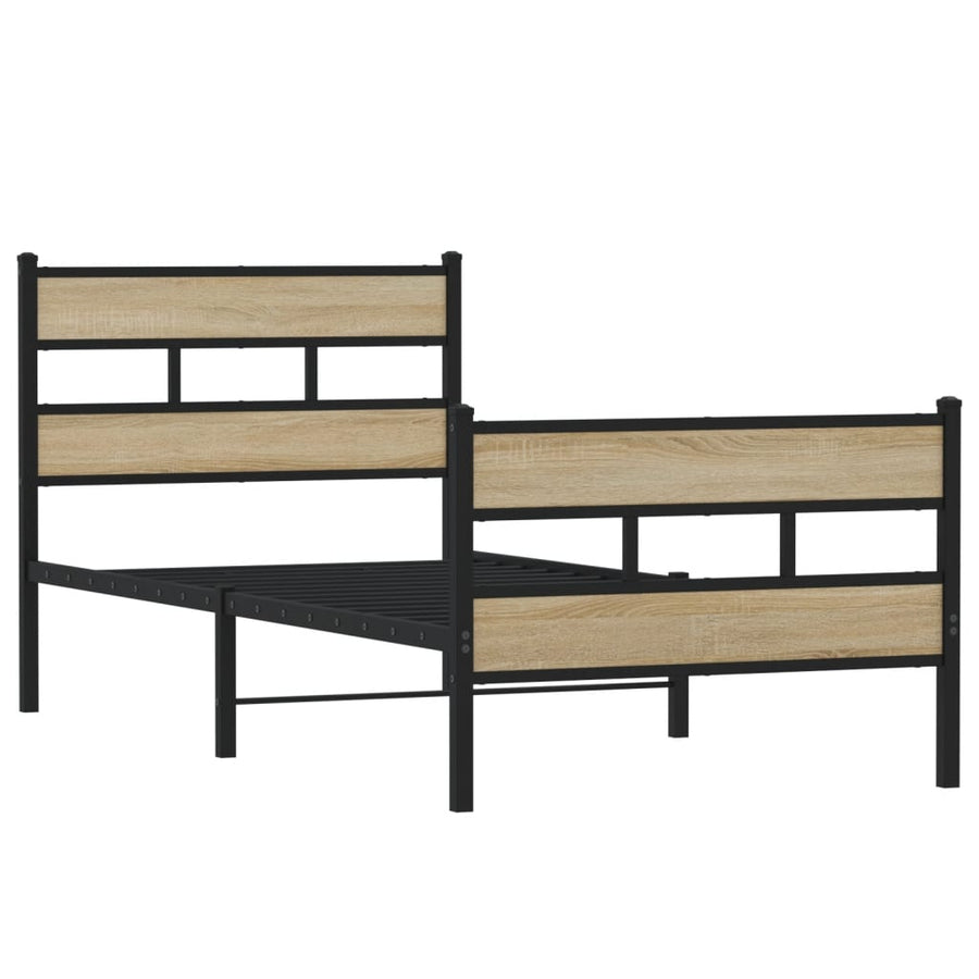 Bedframe zonder matras metaal sonoma eikenkleurig 107x203 cm