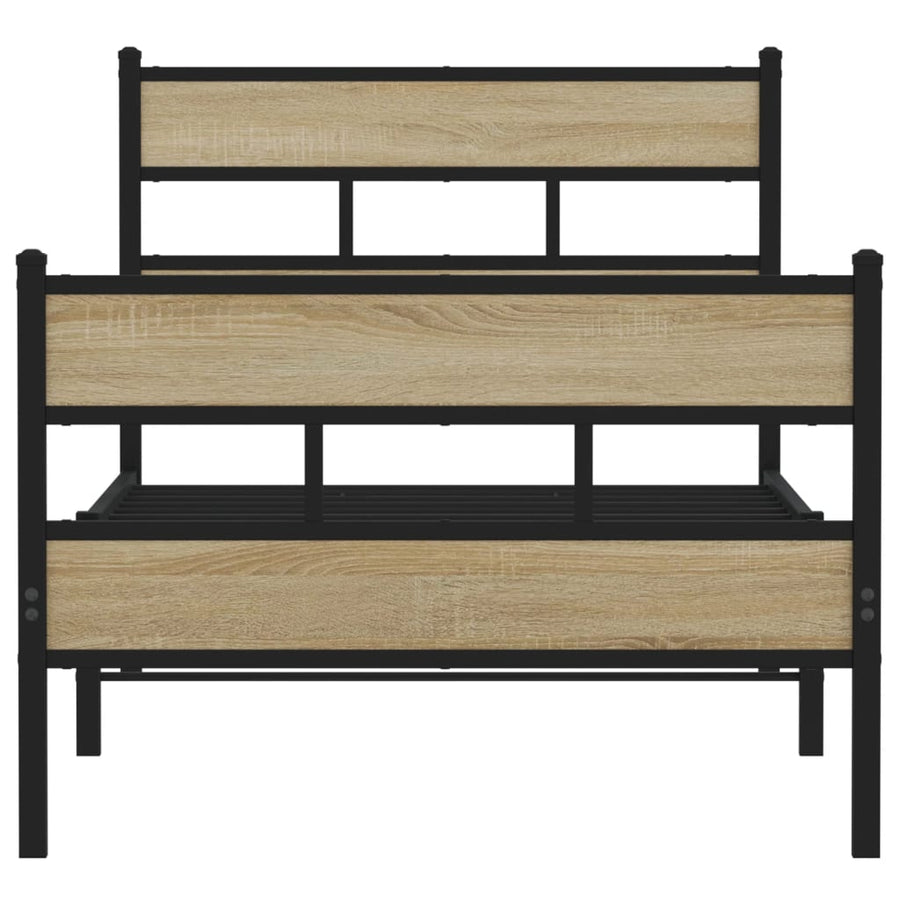 Bedframe zonder matras metaal sonoma eikenkleurig 107x203 cm