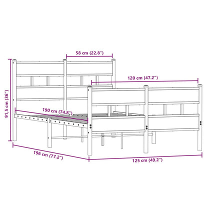 Bedframe zonder matras metaal sonoma eikenkleurig 120x190 cm