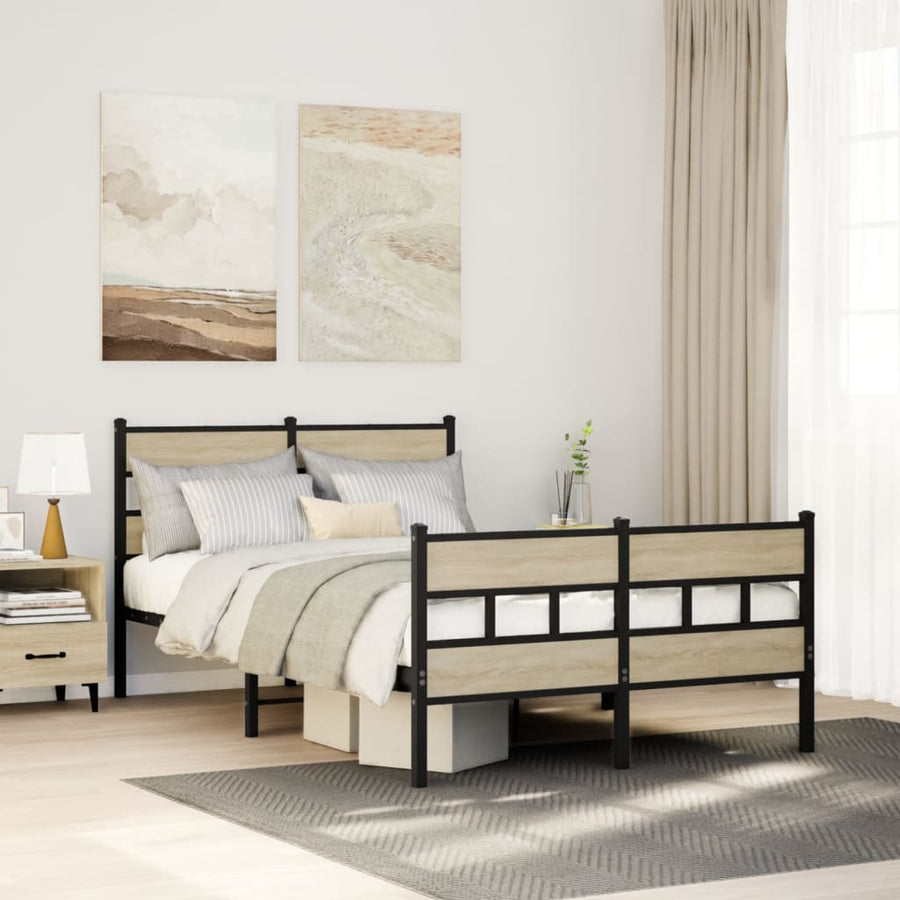 Bedframe zonder matras metaal sonoma eikenkleurig 120x190 cm