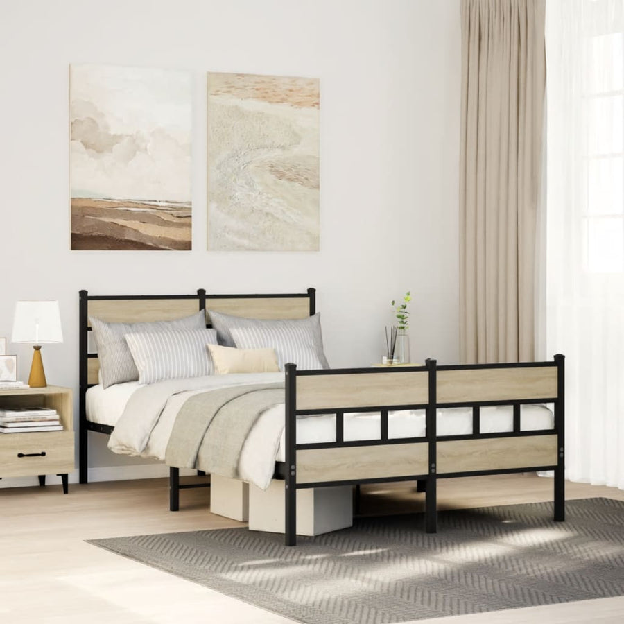 Bedframe zonder matras metaal sonoma eikenkleurig 120x200 cm