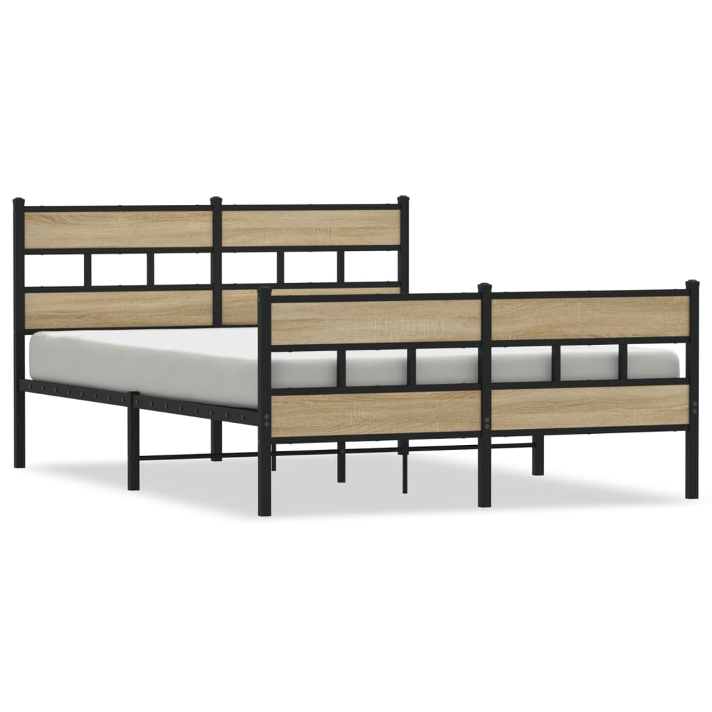 Bedframe zonder matras metaal sonoma eikenkleurig 135x190 cm