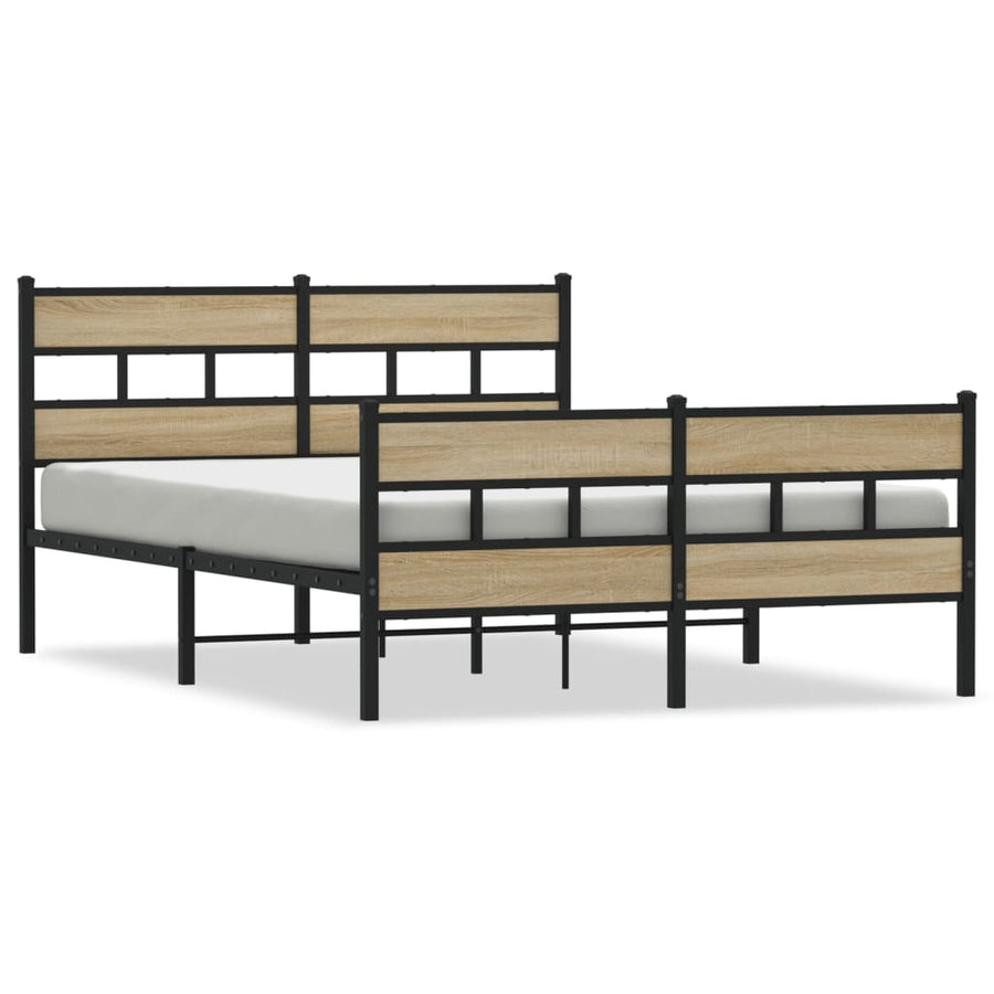 Bedframe zonder matras metaal sonoma eikenkleurig 135x190 cm