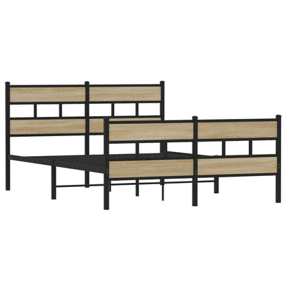 Bedframe zonder matras metaal sonoma eikenkleurig 135x190 cm