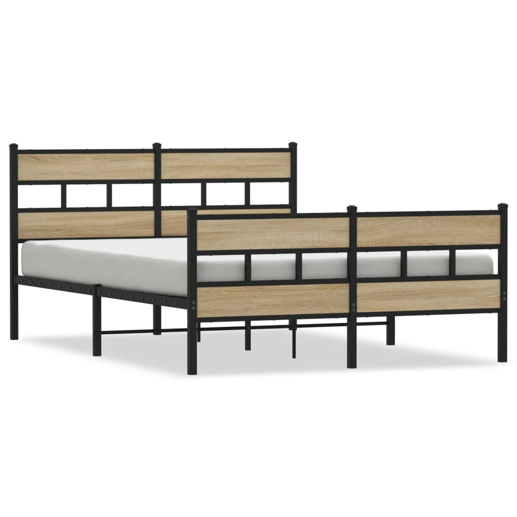 Bedframe zonder matras metaal sonoma eikenkleurig 140x190 cm