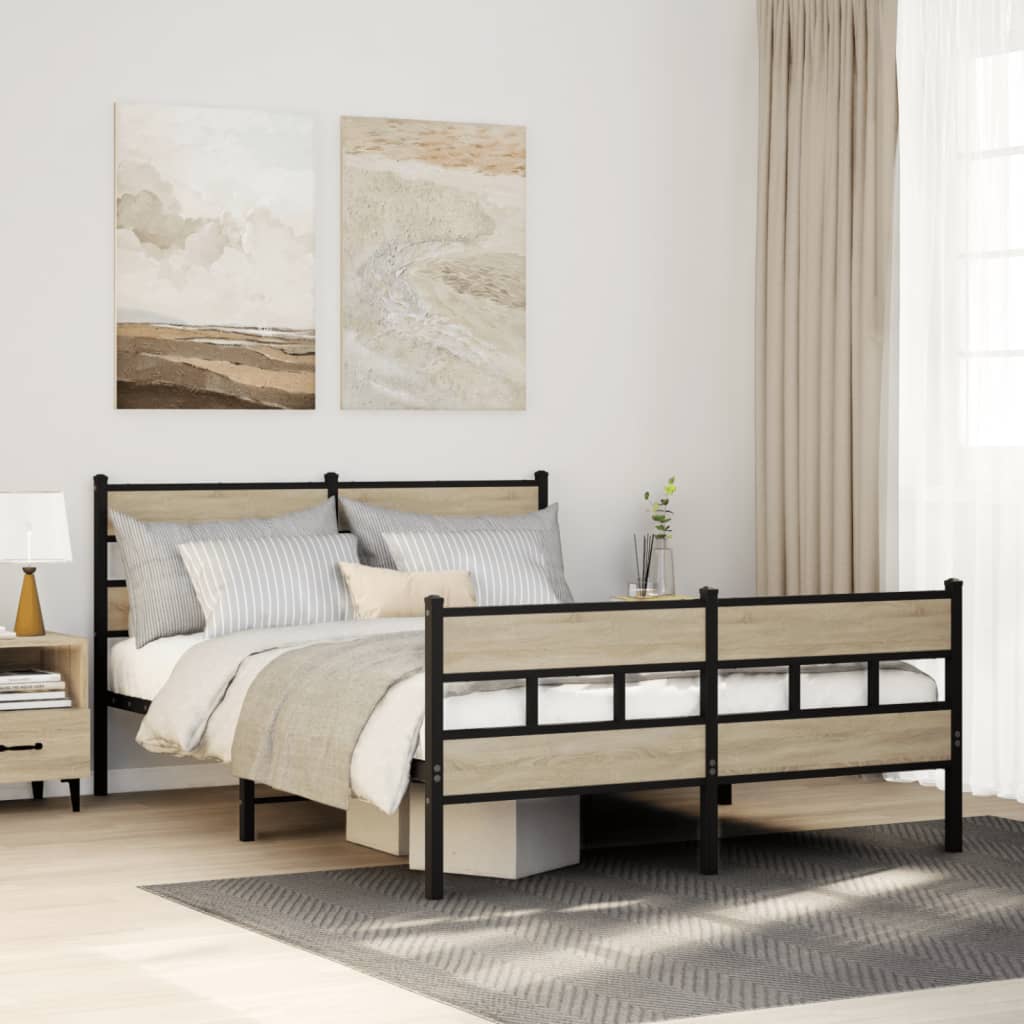 Bedframe zonder matras metaal sonoma eikenkleurig 140x190 cm