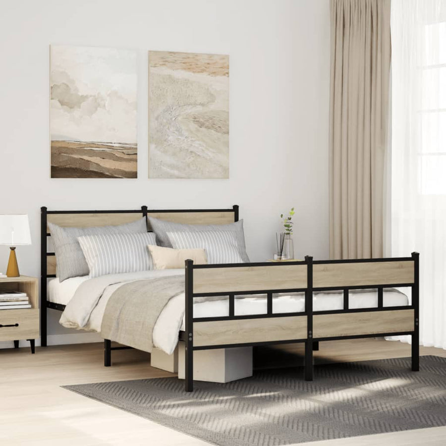 Bedframe zonder matras metaal sonoma eikenkleurig 140x190 cm