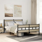Bed frame without mattress metal Sonoma oak coloured 140x200 cm
