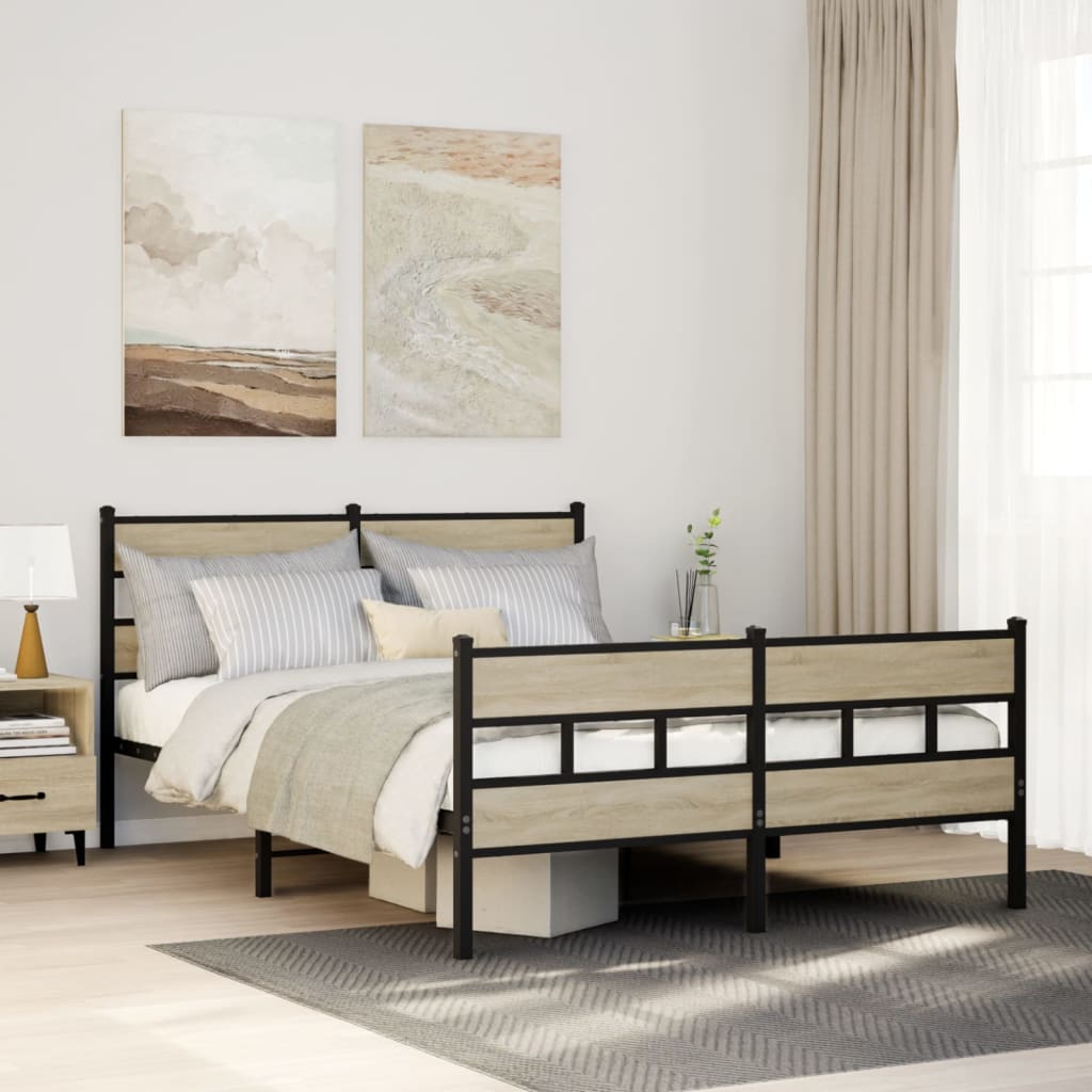 Bedframe zonder matras metaal sonoma eikenkleurig 140x200 cm