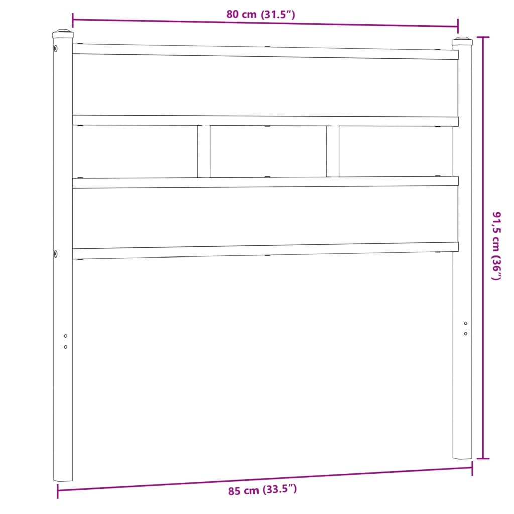 Hoofdbord Ijzer En Bewerkt Hout Kleurig 80 cm Sonoma eiken