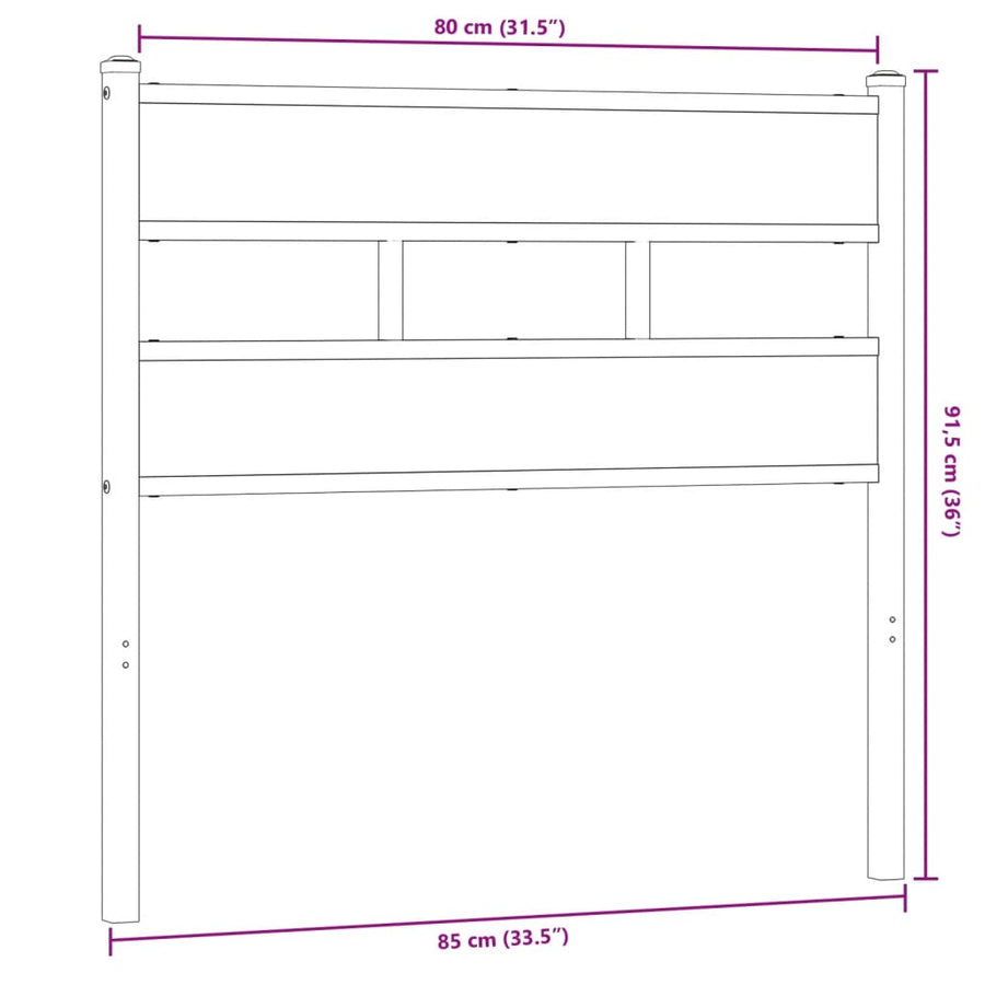 Hoofdbord Ijzer En Bewerkt Hout Kleurig 80 cm Sonoma eiken