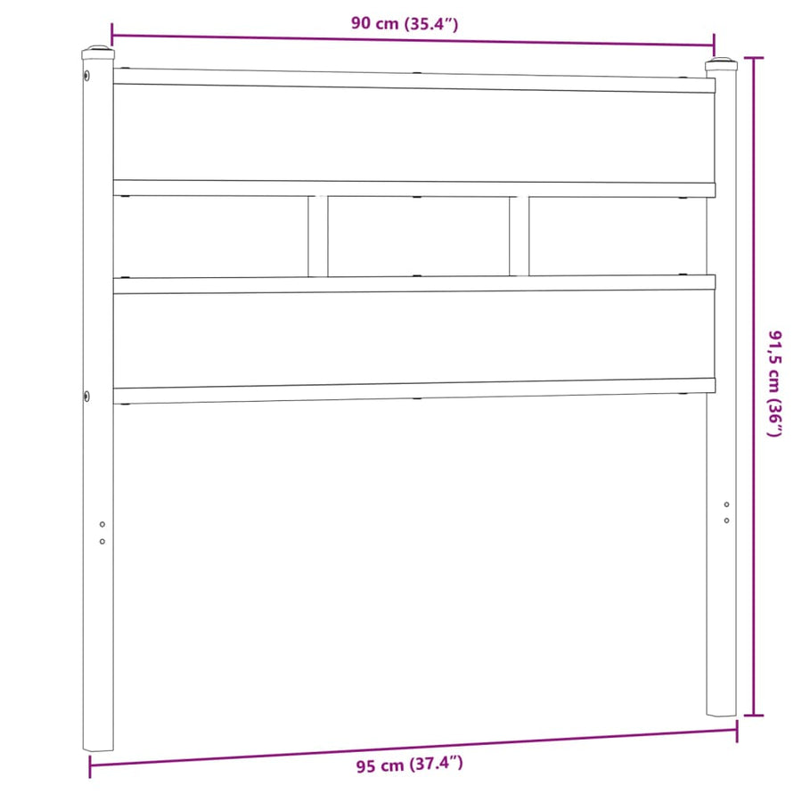 Hoofdbord Ijzer En Bewerkt Hout Kleurig 90 cm Sonoma eiken