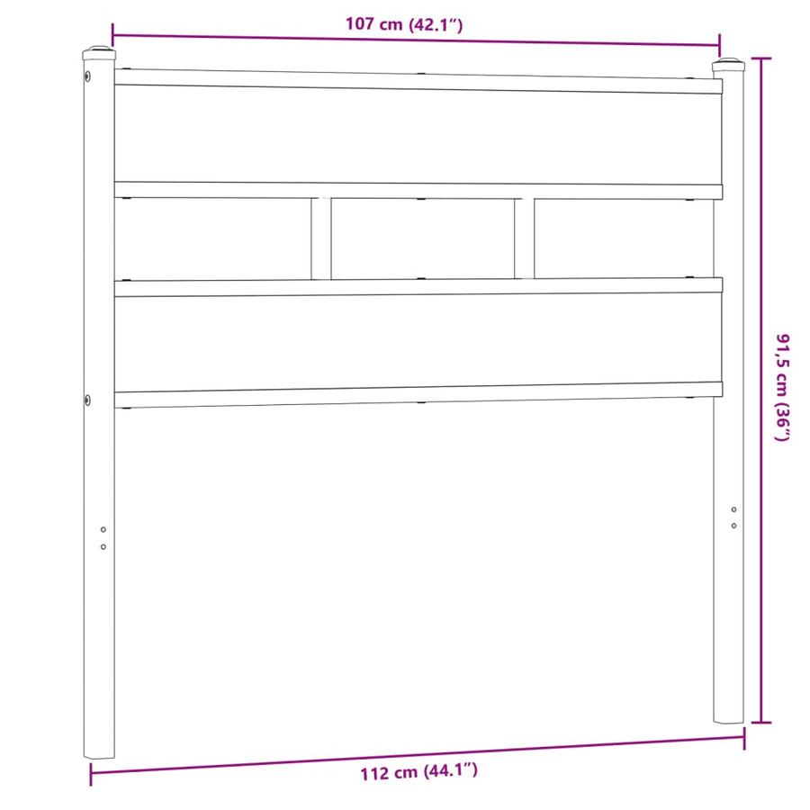 Hoofdbord Ijzer En Bewerkt Hout Kleurig 107 cm Sonoma eiken